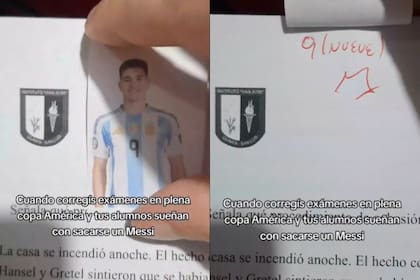 Un docente utilizó a los jugadores de la selección argentina para corregir los exámenes de sus alumnos. Foto/ TikTok:
@mauriciogutvay
