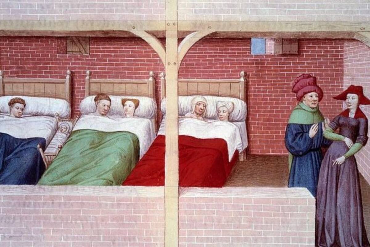 Un dormitorio medieval, según una ilustración de 1450.