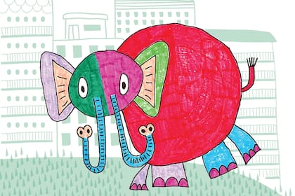 Un elefante con dos trompas, uno de los dibujos de Manuel Nieto