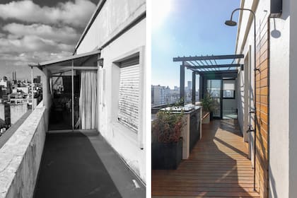 Un elocuente antes y después que empieza por haber eliminado un cerramiento opresivo en el extremo de la terraza.