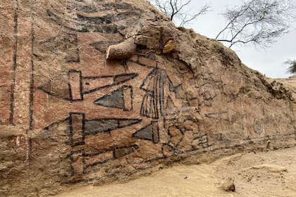 Un equipo de arqueólogos dirigido por el suizo Sam Ghavanmi encontró un mural de mil años de antigüedad, conocido como la "Huaca Pintada", que se había perdido en 1916 después de que saqueadores de tumbas y cazadores de tesoros lo descubrieran (Photo by Sam Ghavami / AFP)