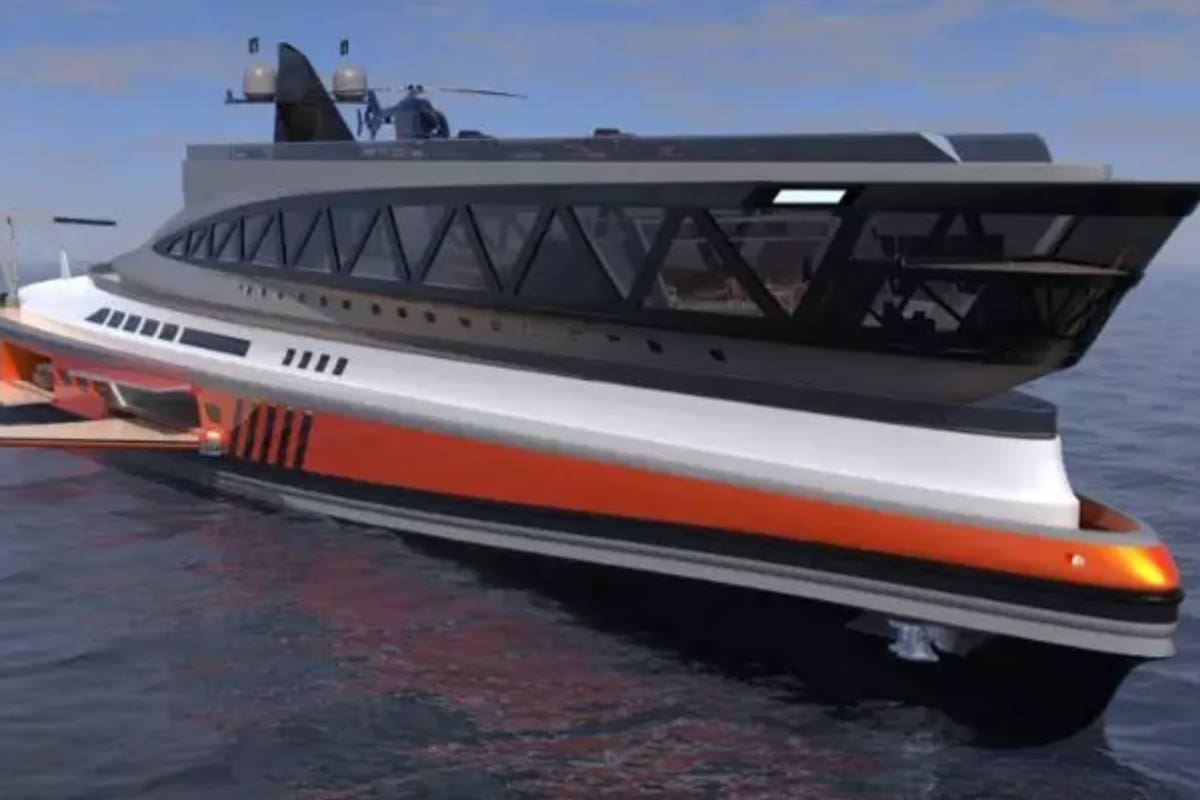 Un equipo de diseñadores confeccionó un megayate de 500 metros de longitud y 34 de ancho que asemeja la figura del cuerpo de un tiburón