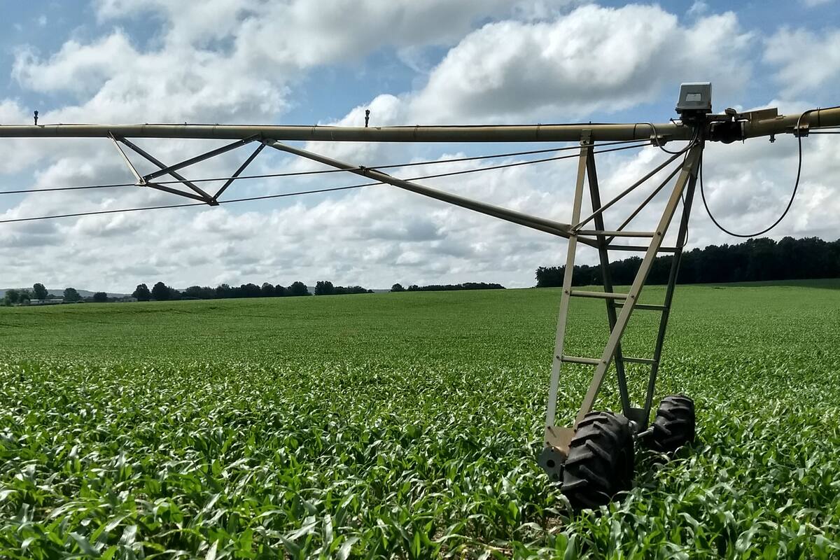 Un equipo de riego monitoreado por Kilimo en Tenessse, Estados Unidos