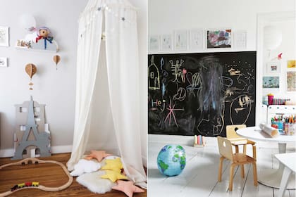 Un espacio privado donde esconderse, jugar, leer o dormir la siesta como el de la izquierda, siempre va a ser bien recibido.