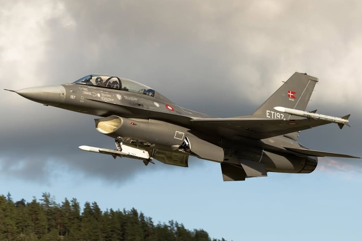 Un F-16 de la Fuerza Aérea danesa, piloteado por el capitán "Teo", uno de los pilotos que trajo los primeros 6 cazas a la Argentina