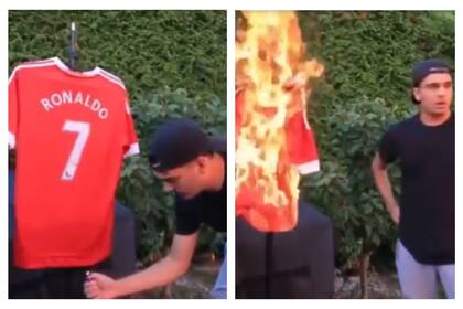 Un fanático del Manchester United quemó una camiseta de Ronaldo porque pensó que se iría al City