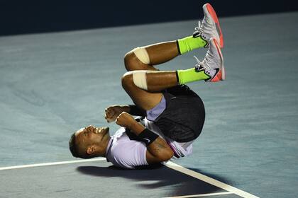 Un festejo desmedido de Kyrgios, luego de superar a Nadal en el ATP 500 de Acapulco