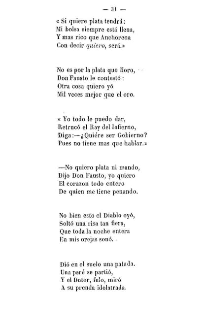 Un fragmento de El Fausto, de 1866, donde Estanislao del Campo utiliza la expresión "más rico que Anchorena"