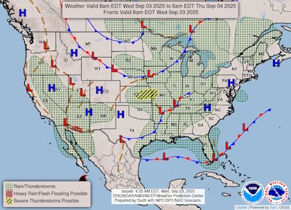 Un frente estacionario sobre el sur de Florida concentrará humedad profunda, con múltiples rondas de chaparrones y tormentas con probabilidad de anegamientos puntuales en Miami, Naples y Key West