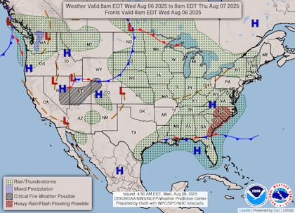 Un frente estacionario sobre el sureste provocará lluvias intensas hasta el viernes, con riesgo de inundaciones repentinas en zonas urbanas, caminos y áreas bajas, según alertas del Servicio Meteorológico Nacional