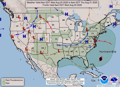 Un frente frío de movimiento lento generará tormentas eléctricas con lluvias abundantes desde Nueva Inglaterra hasta Tennessee