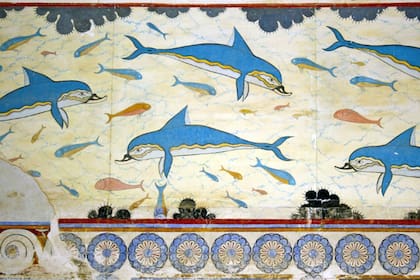 Un fresco del palacio minoico de Cnosos, Creta. Los minoicos eran una poderosa cultura marítima en el Mediterráneo que fue afectada por la erupción de Thera