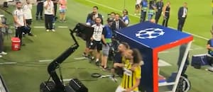 Un jugador de Fenerbahçe hizo gestos obscenos a la hinchada de Lyon, fue atacado y se desató una batalla campal