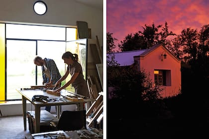 A los techos altos que dan espacio para almacenar grandes planchones de material, se le sumaron amplios ventanales de vidrio que le permiten trabajar con luz natural hasta altas horas de la tarde y apreciar la vista.
