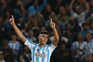 Un gol de Carlos Alcaraz ante Cuiaba, durante la Copa Sudamericana, en abril de 2022