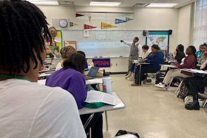 Un grupo de alumnos en una escuela de Luisiana. (Archivo AP/Stephen Smith)