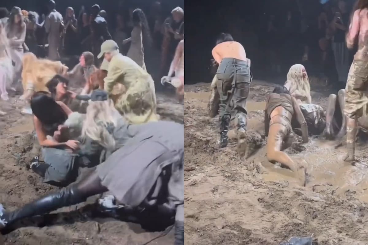 Un grupo de modelos se peleó en el barro al cierre de un importante desfile en la Semana de la Moda de Nueva York