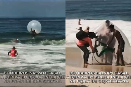 Un grupo de salvavidas rescataron a una pareja que se metió en una burbuja al mar