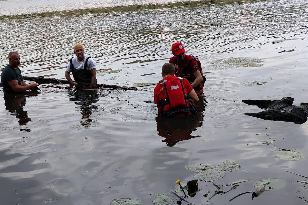 Un grupo de voluntarios hallaron una canoa de más de 200 años de antigüedad (Facebook Robert Wyrostkiewicz)