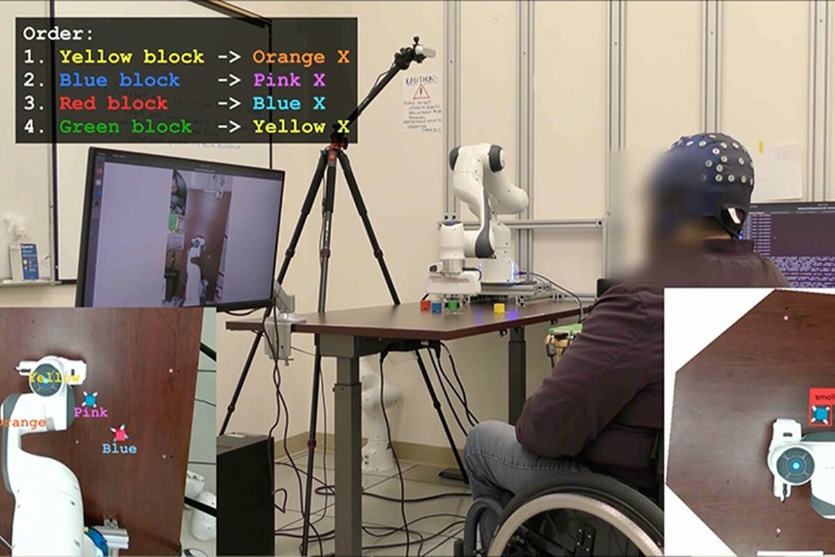 Un grupo en California usó un gorro con electrodos combinado con un sistema de inteligencia artificial que infiere la intención del usuario; evita la cirugía necesaria para insertar físicamente un chip en el cerebro del paciente