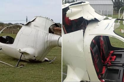 El helicóptero quedó totalmente destruido tras impactar contra el suelo.
