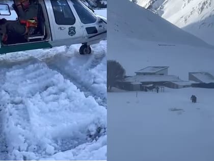 Un helicóptero que recorría la zona para buscarlos logró ver movimiento y descendió para rescatarlos a las tres personas varadas