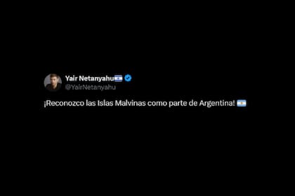 Un hijo de Benjamin Netanyahu reconoció públicamente a las Islas Malvinas como parte de la Argentina
