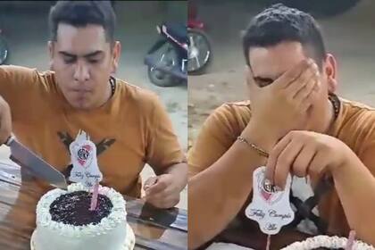Un hincha de River se encontró con una sorpresa en su torta de cumpleaños y se volvió viral en TikTok