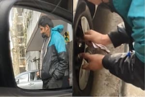 Un hombre grabó el momento en el que un ladrón intentó robar la rueda de su vehículo