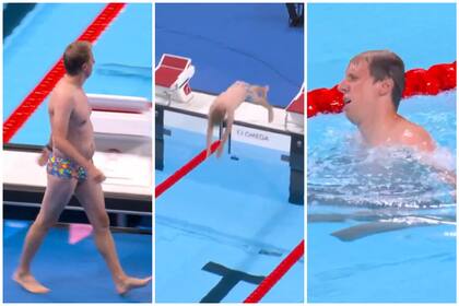Un hombre misterioso se lanzó a la piscina en el medio de la competencia de 100m braza en los Juegos Olímpicos