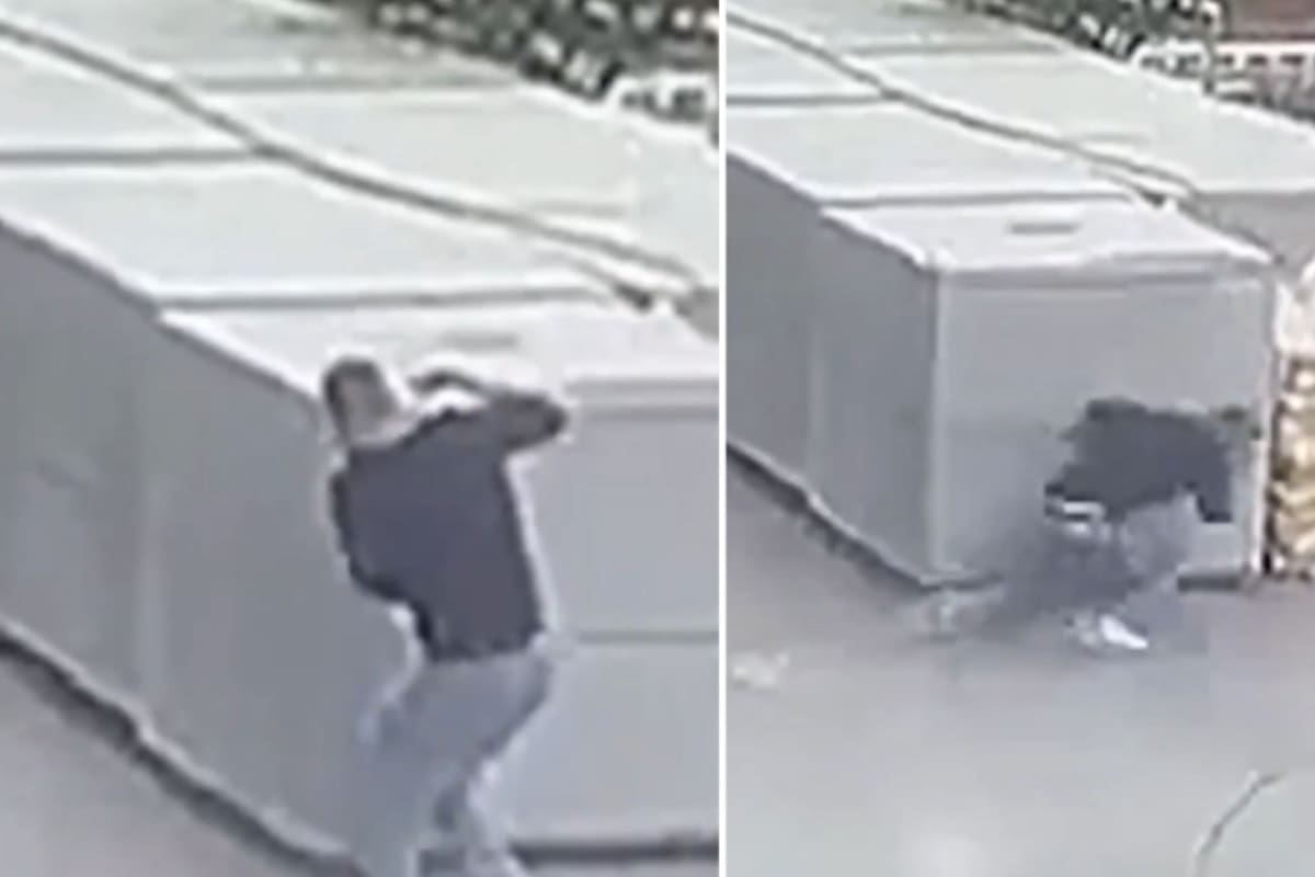 Un hombre se salvó de milagro de ser aplastado por una grúa