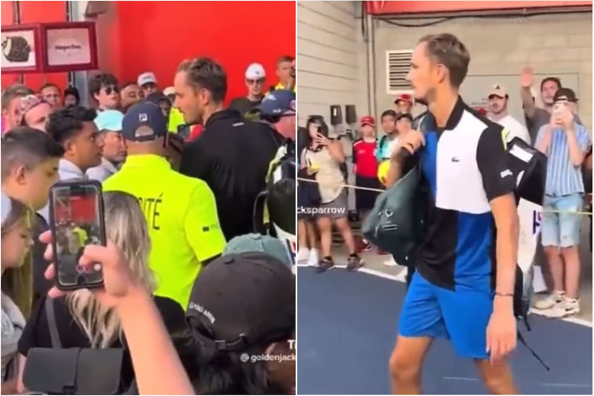 Un ingrato momento para Daniil Medvedev en Montreal: un aficionado le gritó "perdedor" al número 1 del mundo y éste volvió sobre sus pasos para pedirle explicaciones. Captura de video.