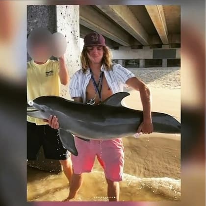 Un joven compartió una foto con un delfinato, aparentemente sin vida