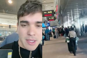 Un joven fue interceptado en el aeropuerto y recibió un sticker desconocido