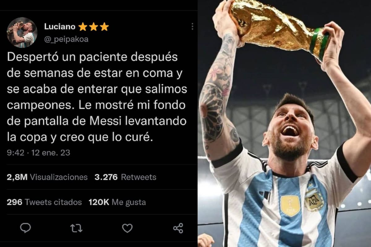 Un joven se enteró que la selección argentina salió campeón del mundo y su historia se viralizó (Captura Twitter / Instagram @leomessi)