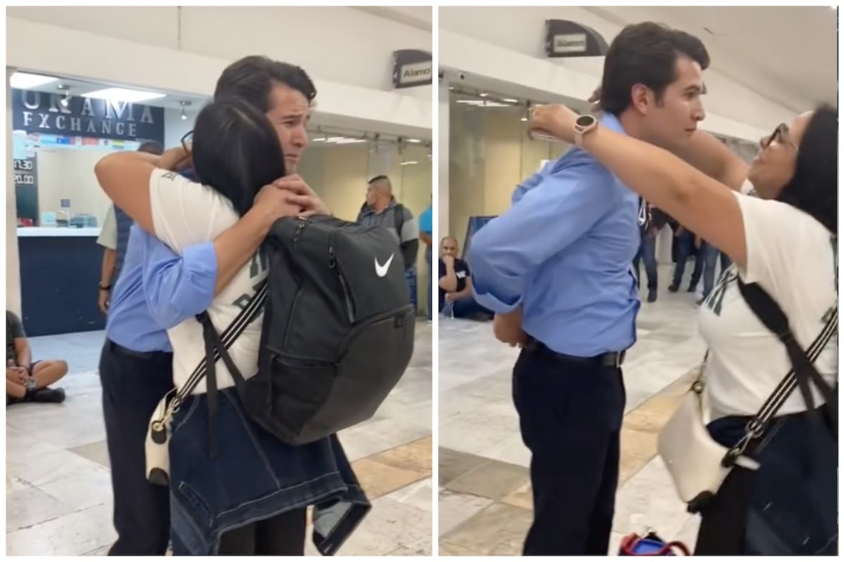 Un joven se quedó paralizado al ver de sorpresa a su mamá después de seis años