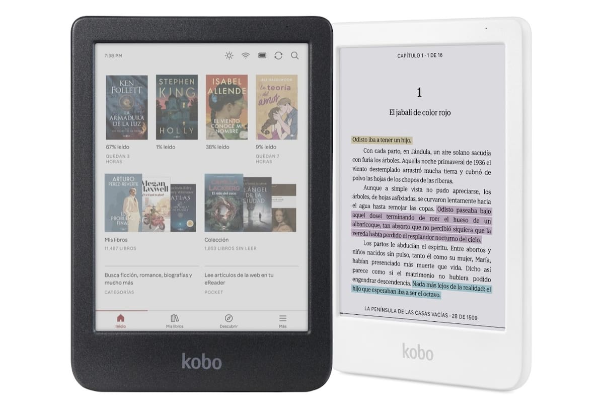 Un lector de libros electrónicos Kobo Clara con pantalla de tinta lectrónica color de 6 pulgadas
