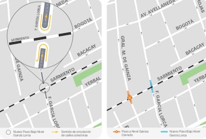 Un mapa con la nueva ubicación del paso bajo nivel