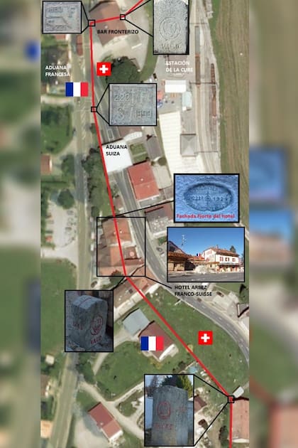 Un mapa del hotel señala la línea fronteriza que atraviesa la propiedad