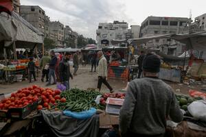 Un mercado en el oeste de Ciudad de Gaza, durante Ramadán