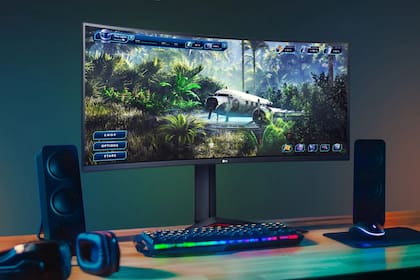 Un monitor LG Ultragear 34GP63A con pantalla ultraancha de 34 pulgadas