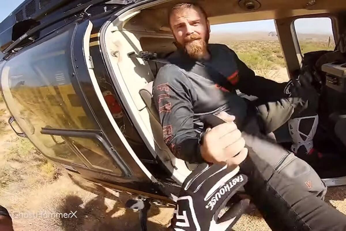 Un motorista grabó el rescate en helicóptero de su hermano con una pierna rota