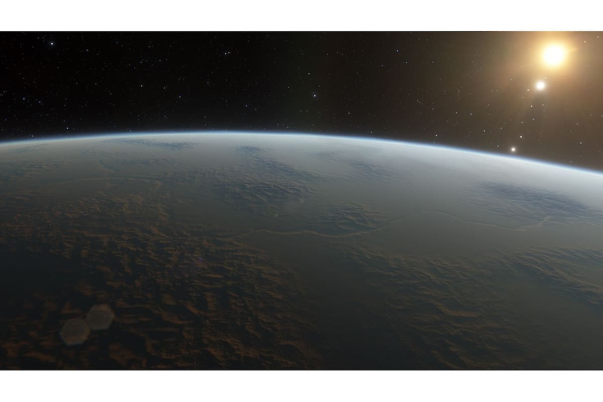 Un mundo extraño en otra galaxia. En Space Engine es posible aterrizar en cada planeta y recorrerlo, incluso con soporte para cascos de realidad virtual