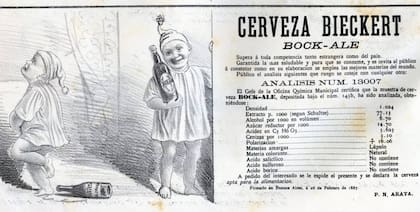 Un niño con una botella de cerveza, una publicidad de Bieckert de 1887 que hoy sería certeramente cancelada