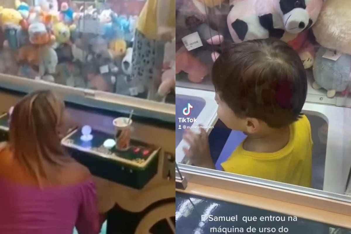 Un niño de dos años quedó atrapado dentro de una máquina de peluches y alarmó a la gente