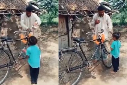 Un niño recibió con alegría una bicicleta usada y conmovió a los usuarios de las redes sociales