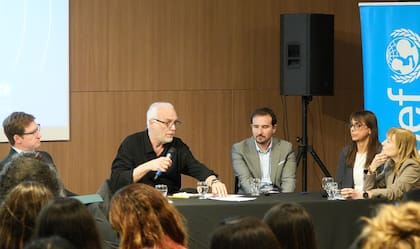 Un panel analizó los resultados del informe de Unicef Argentina. De izquierda a derecha: Matías Irarrázaval (OPS), Julián Onaindia (Sociedad Argentina de Pediatría y Hospital Gutiérrez), Agustín Yécora (Ministerio de Salud de Jujuy) y Alejandra Barcala (Universidad Nacional de Lanús).