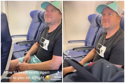 Un pasajero reveló un insólito truco para evitar que alguien se siente a su lado durante un vuelo (Foto: TikTok @mikewdavis)