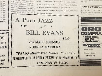Un pequeño aviso publicado en el diario local El Norte, anunciando el concierto