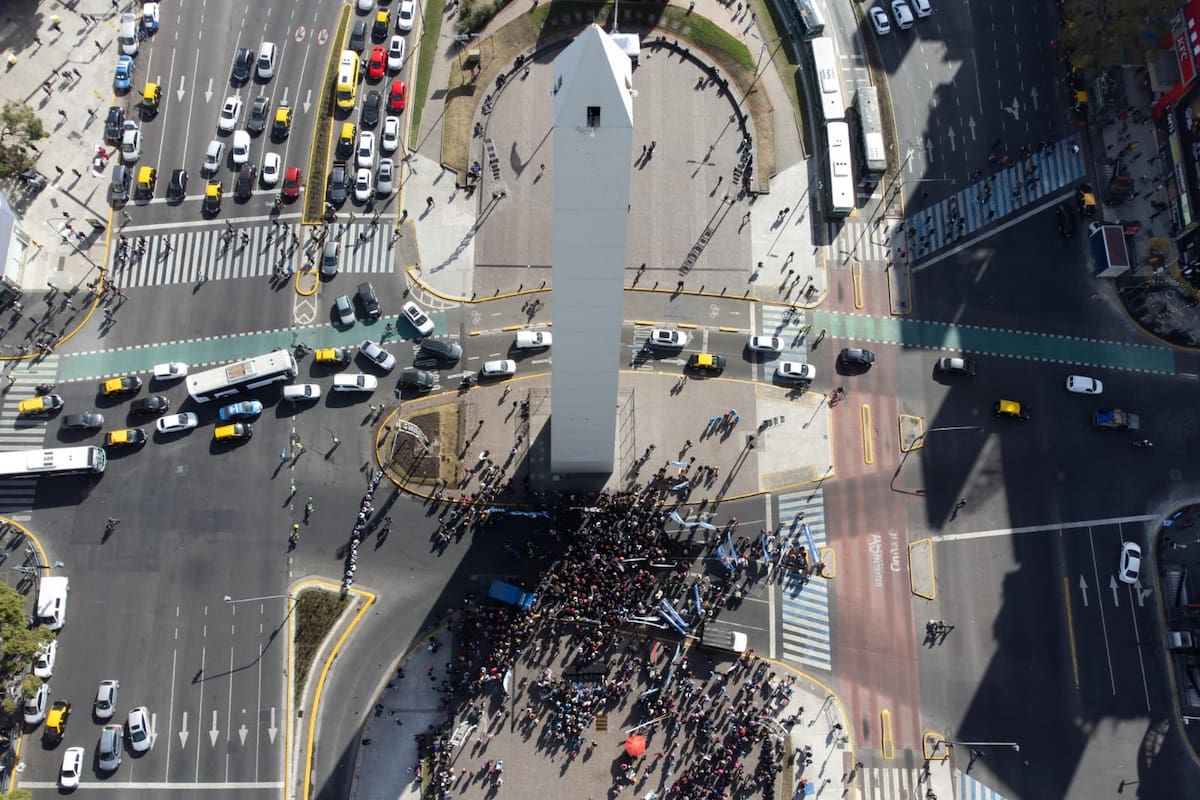Un pequeño bloqueo piquetero en la zona del Obelisco porteño